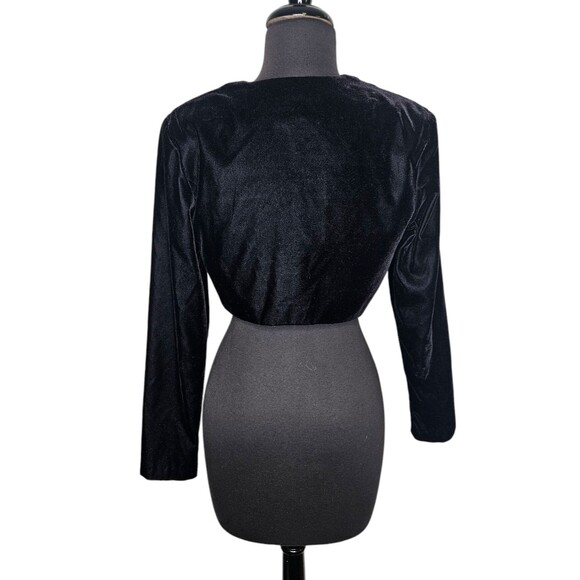 GUNNE SAX Black Velvet Jacket Small Short Crop Shrug Bolero Jessica Mclintock - Picture 4 of 6